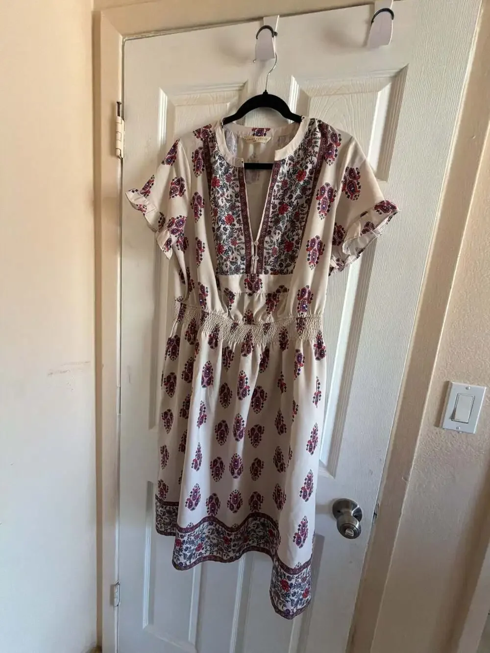 Wayward Fancies Paisley Print Bohemian Cinch Waist Dress